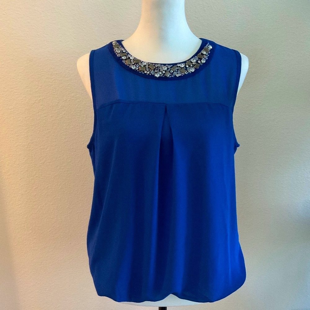 Heartsoul Sleeveless Top Royal Blue Embellished Size Large